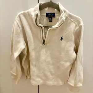 Ralph Lauren cream logo half zip sweater long sleeve top baby boy 4T toddler kid